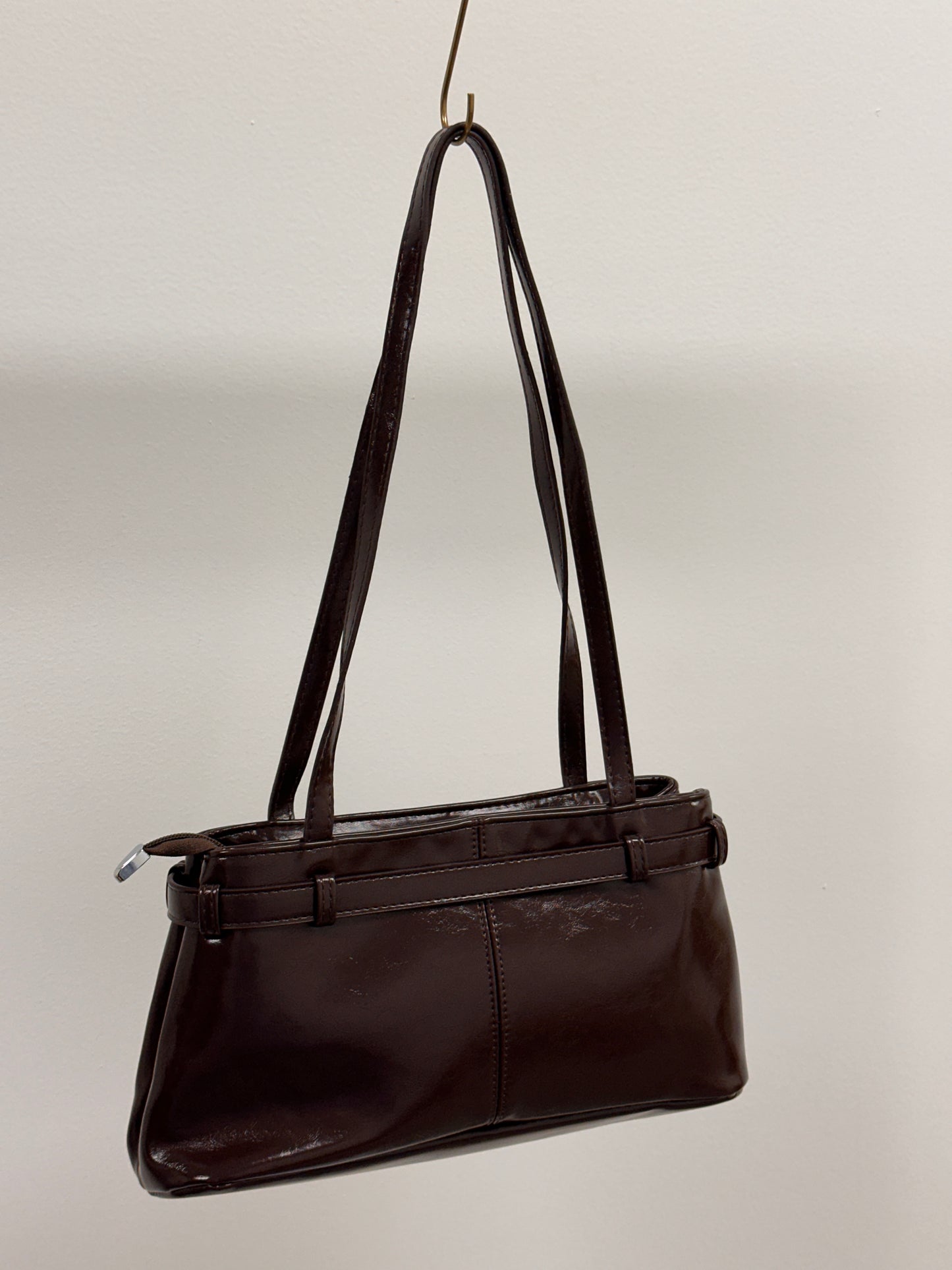 Buckle Detail Faux Leather Shoulder Bag
