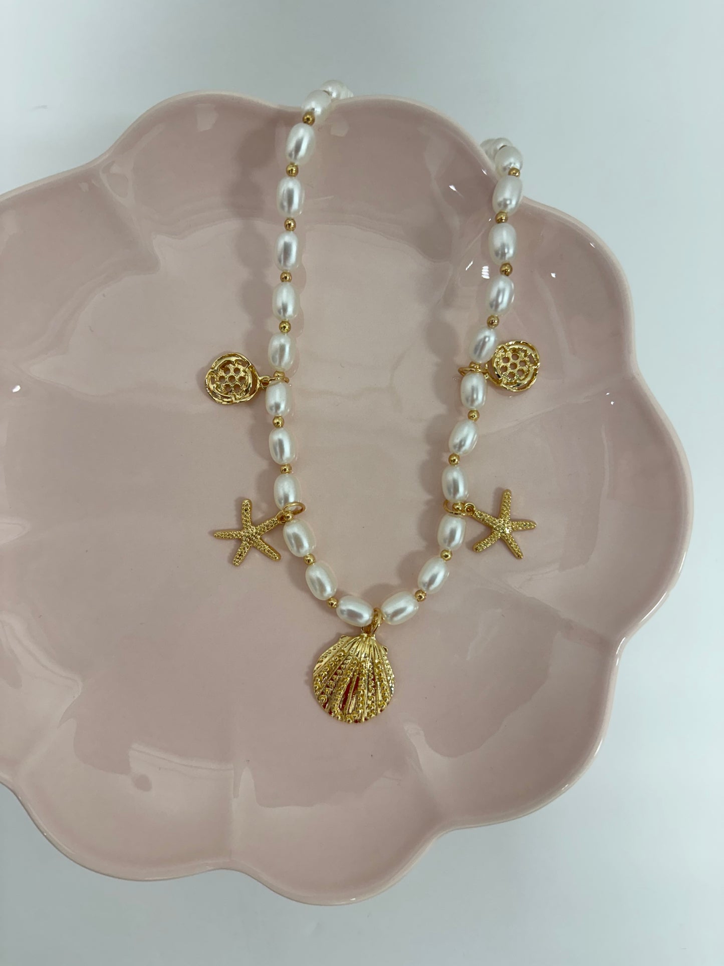 Pearl Charm Shell Necklace