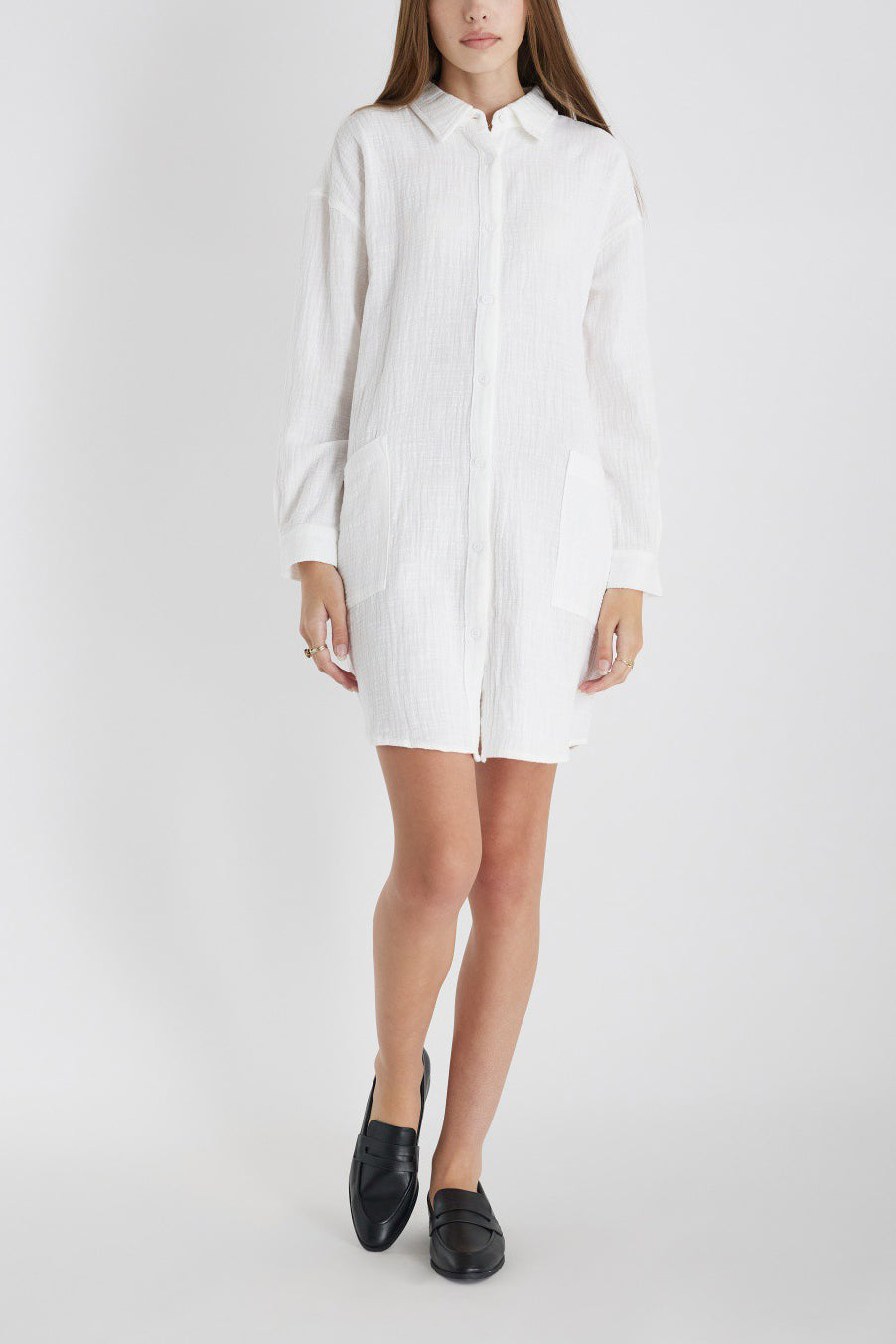 Avi Gauze Shirt Dress White