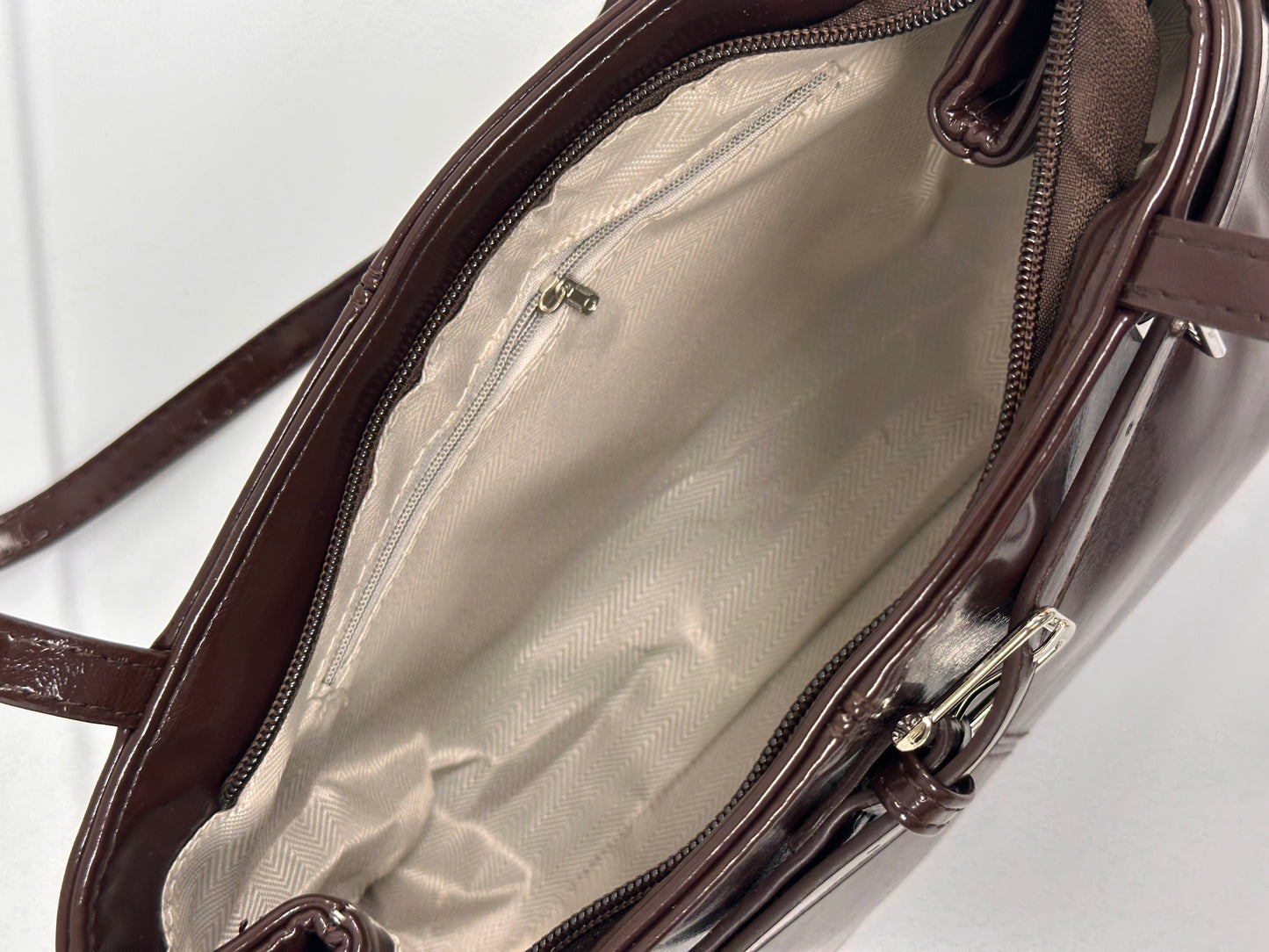 Buckle Detail Faux Leather Shoulder Bag