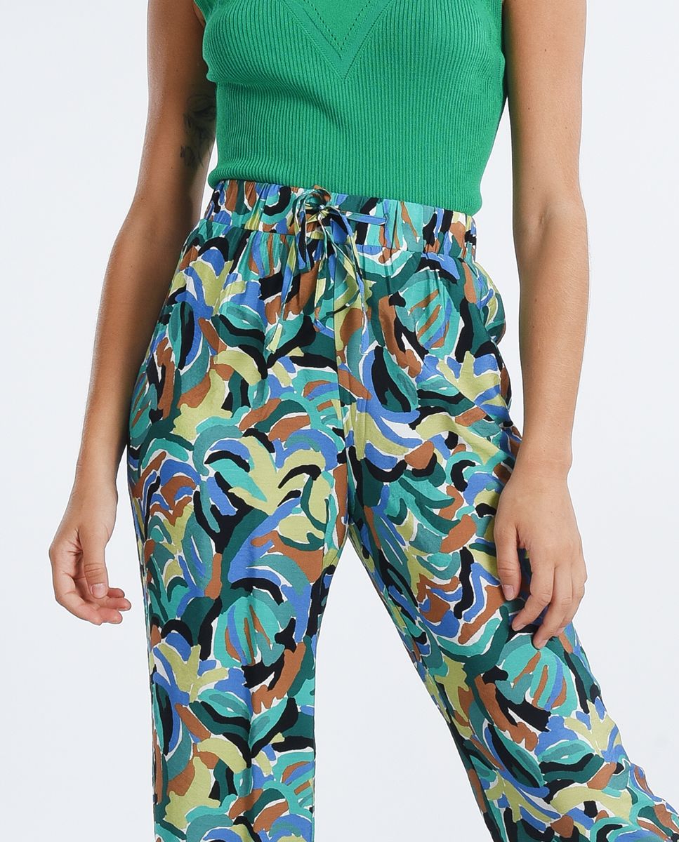 Elastic Waist Printed Pants