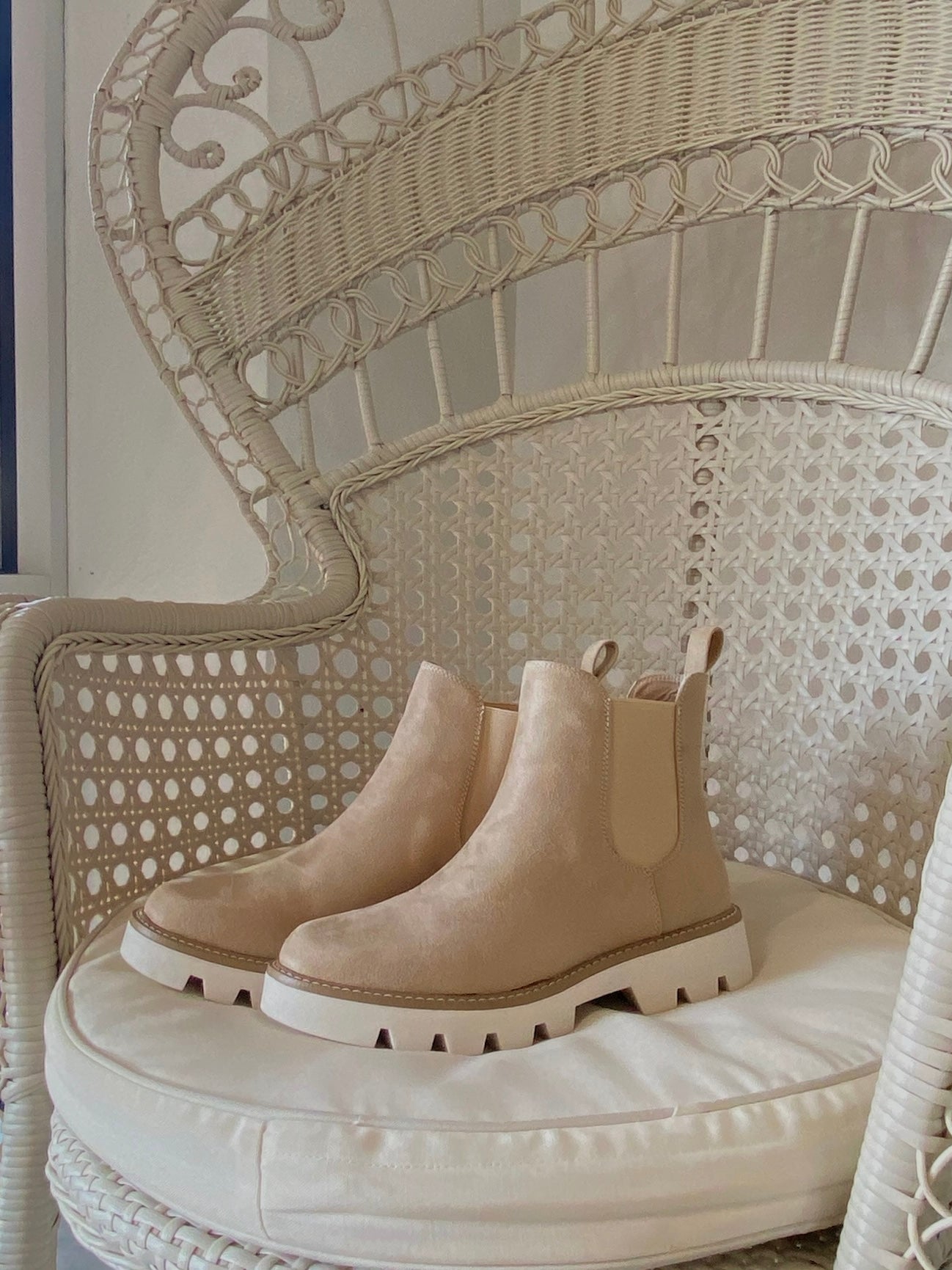 Piper Faux Suede Chelsea Boots Cream