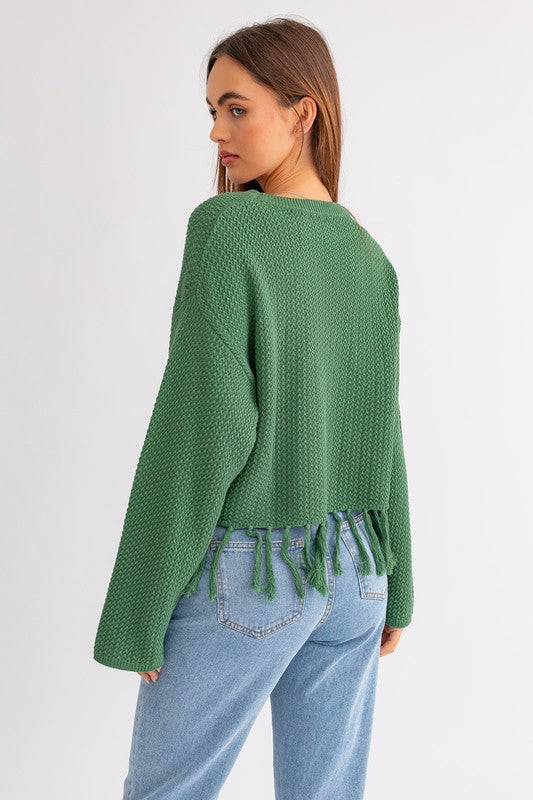 Fringe Detail Boxy Sweater