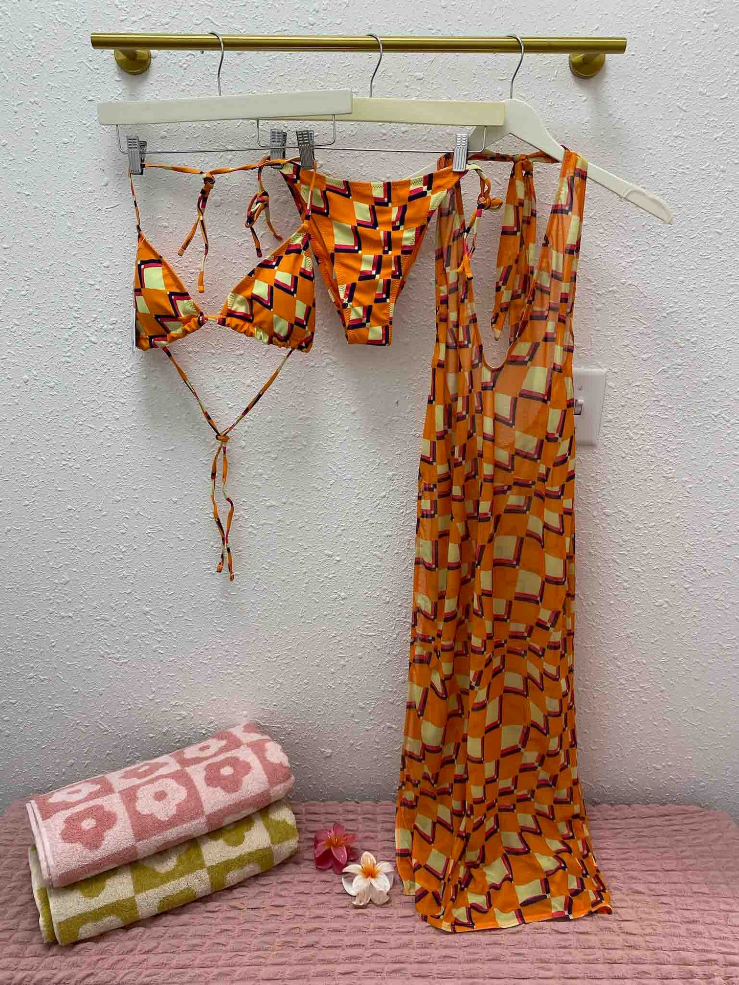 Geo Print 3 Piece Bikini Set