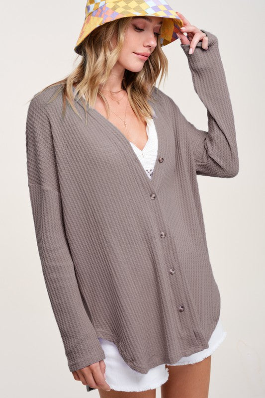 Greta Waffle Button Down Cardigan