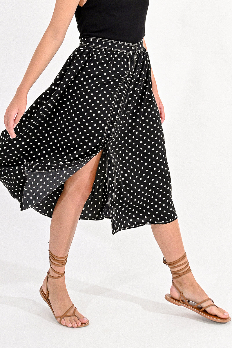 Polka Dot Button Down Skirt