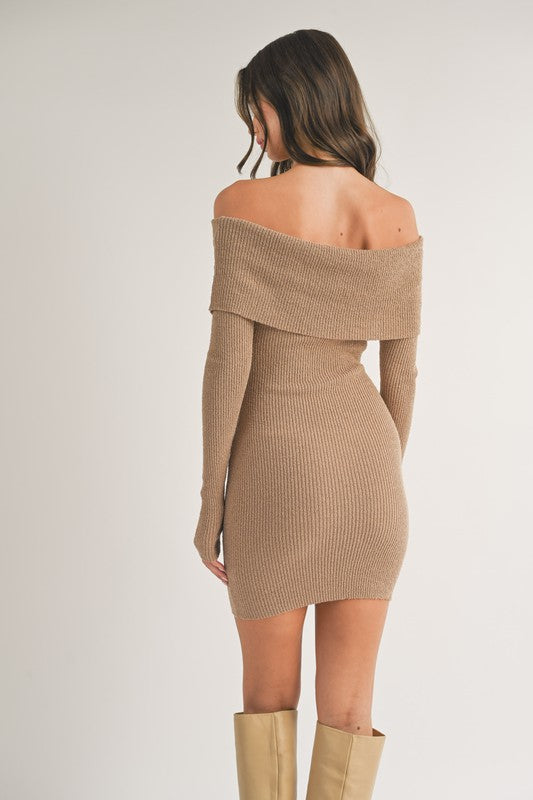 Off-Shoulder Sweater Mini Dress