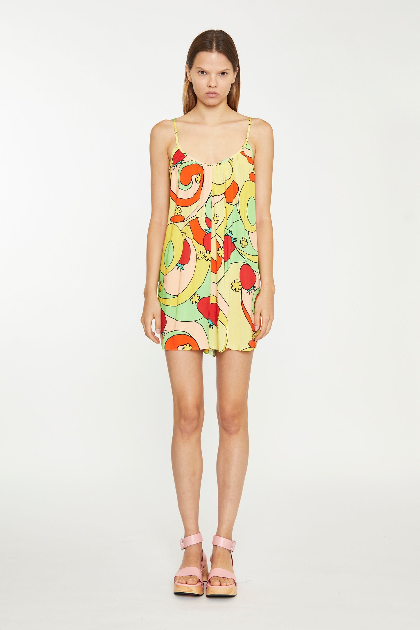 Orange Swirl Strawberry Romper