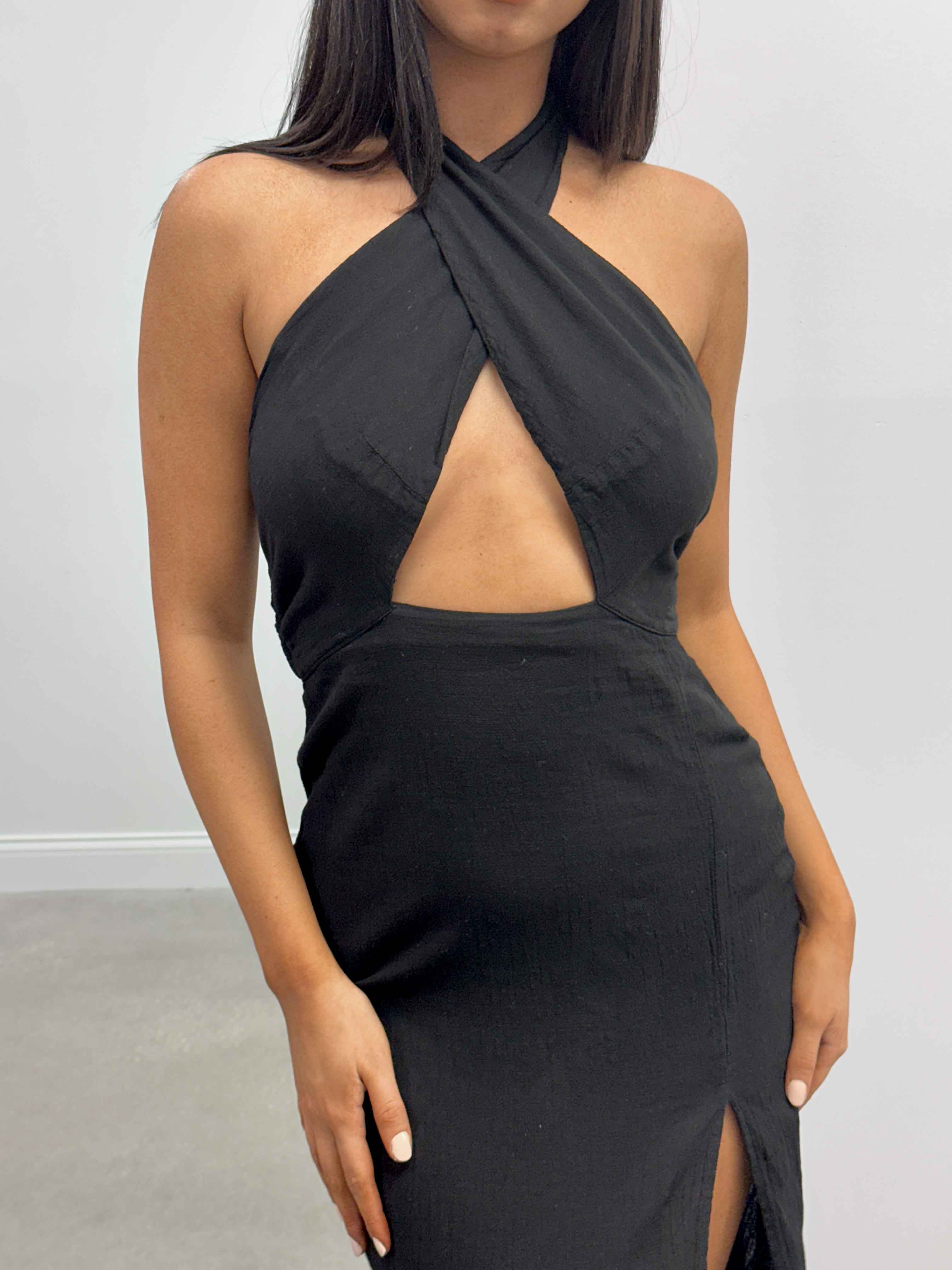 Halter dress with slit best sale