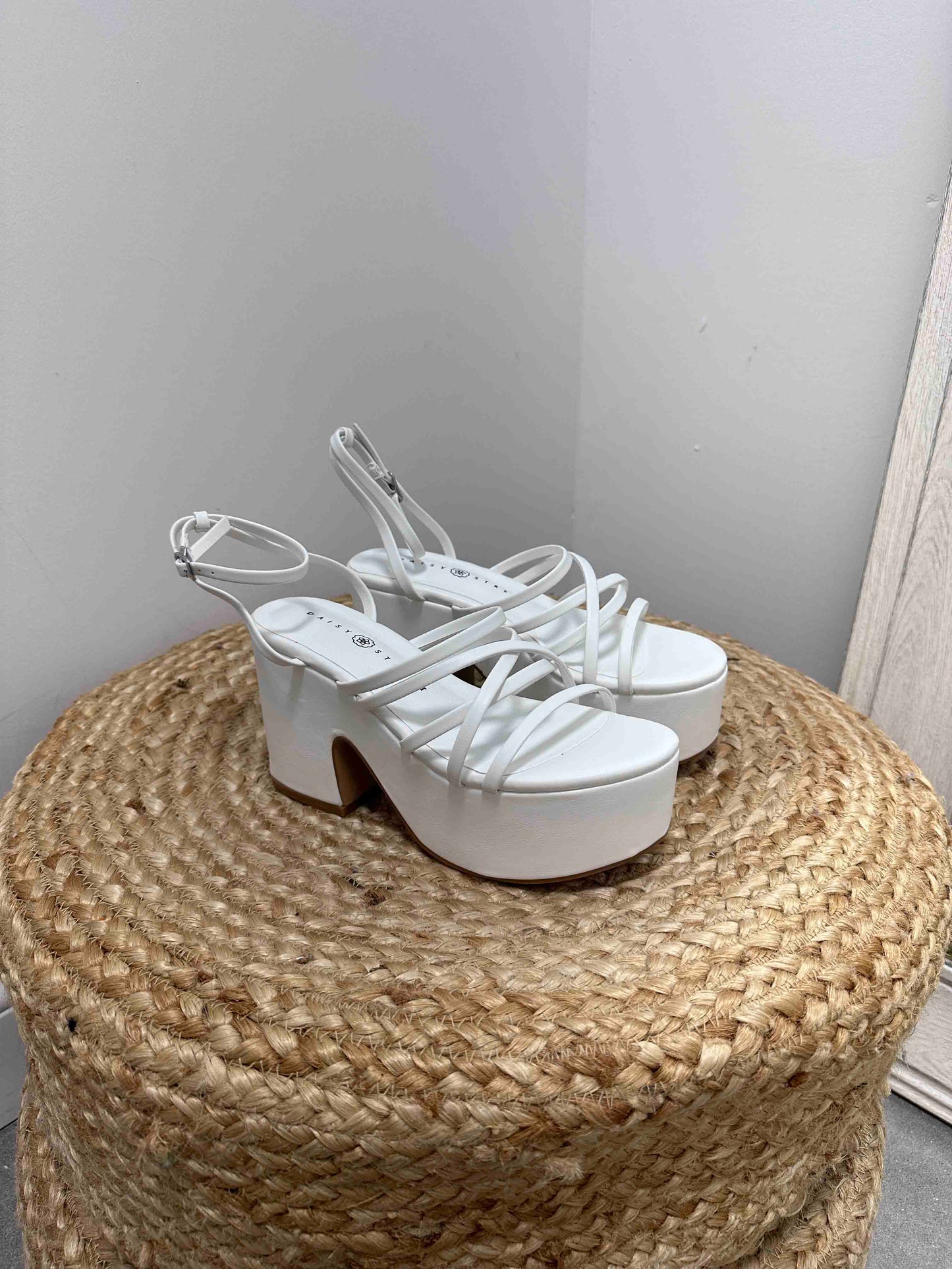 Strappy Platform Mule White