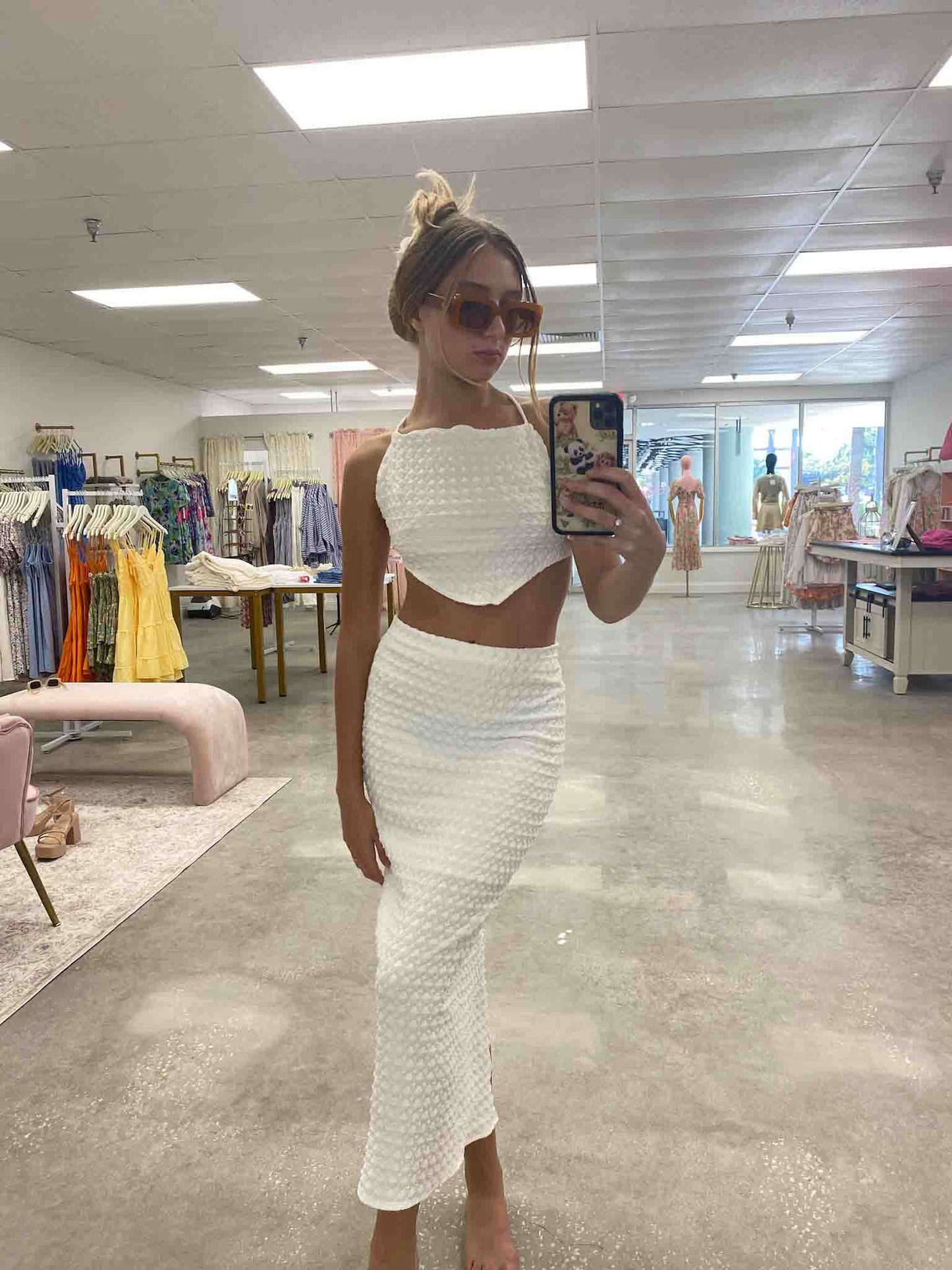 Textured Maxi Skirt Set