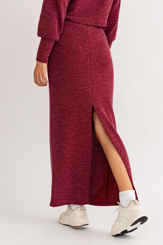 Ribbed Skirt With Slit