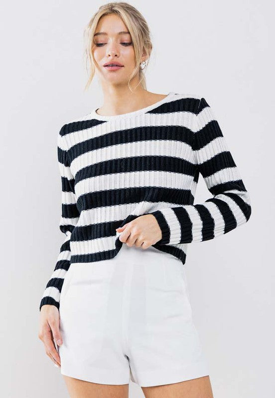Striped Ribbed Top