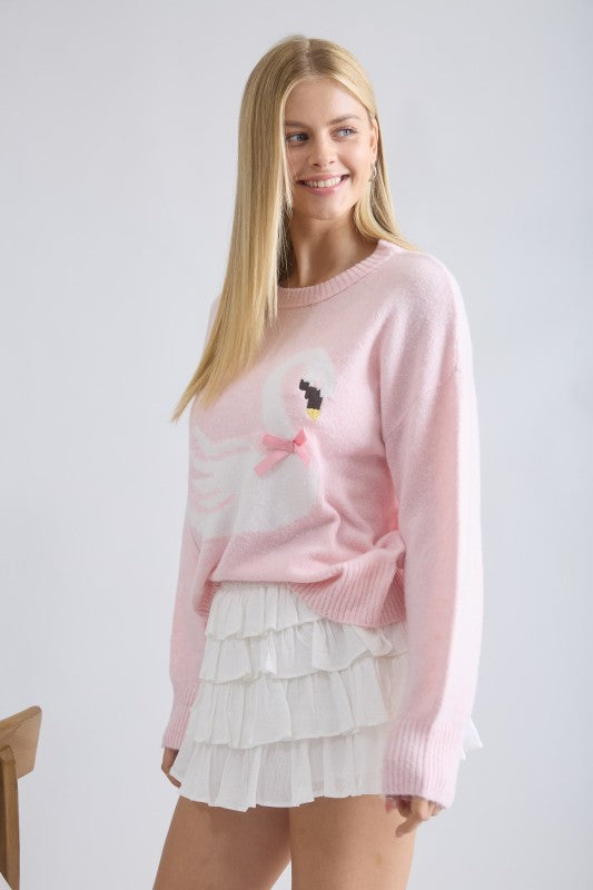 Swan Sweater with Bow Detail