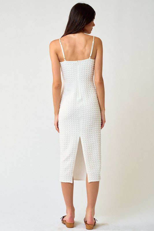 Textured Midi Dress White