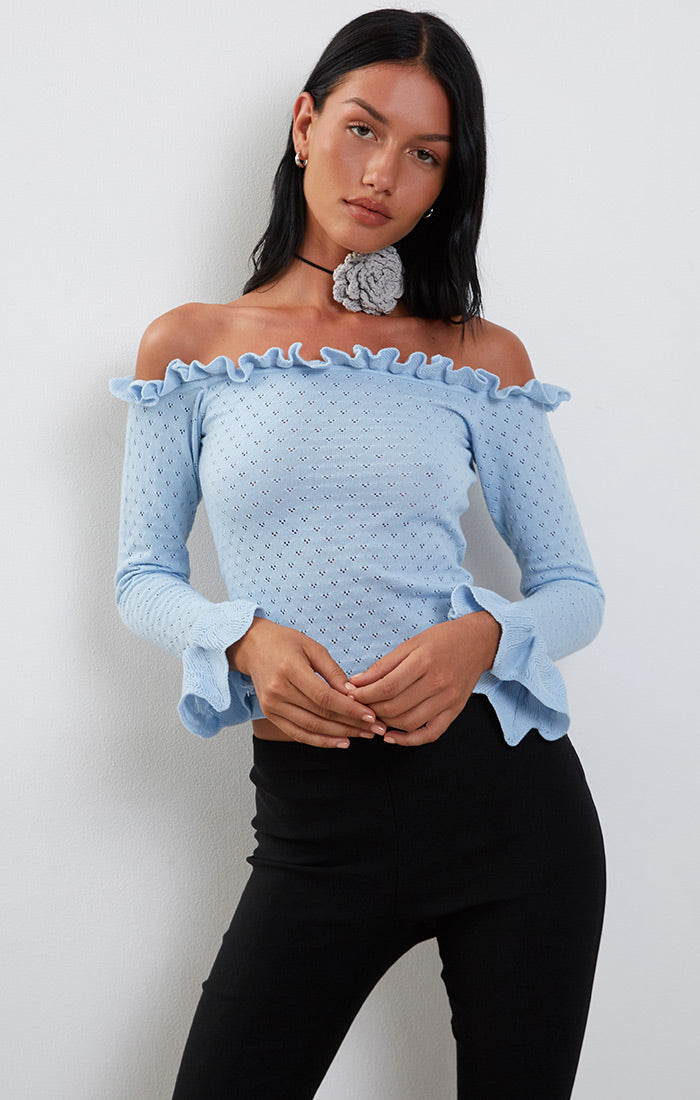 Delaney Pointelle Off-Shoulder Top