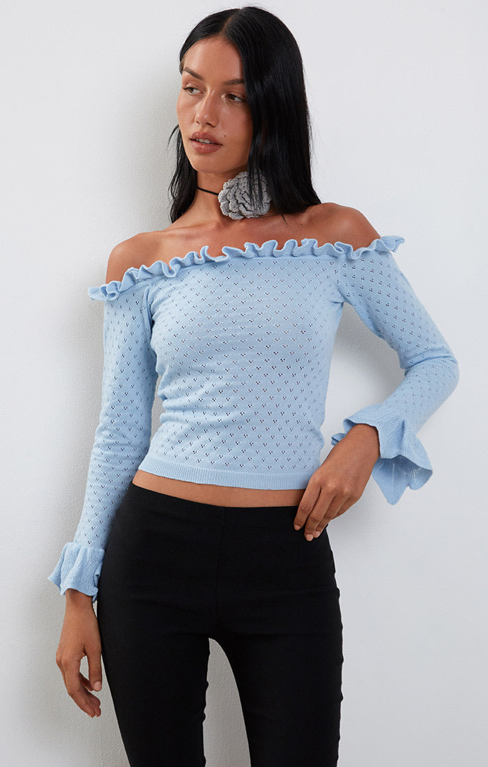 Delaney Pointelle Off-Shoulder Top