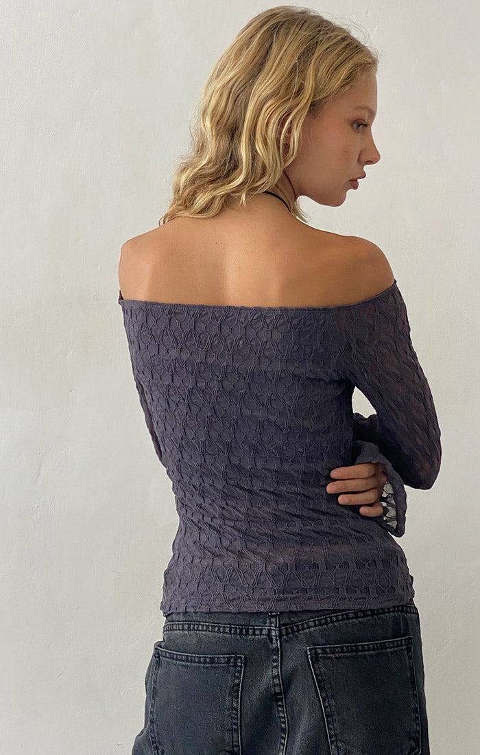 Neira Off-Shoulder Textured Knit Top