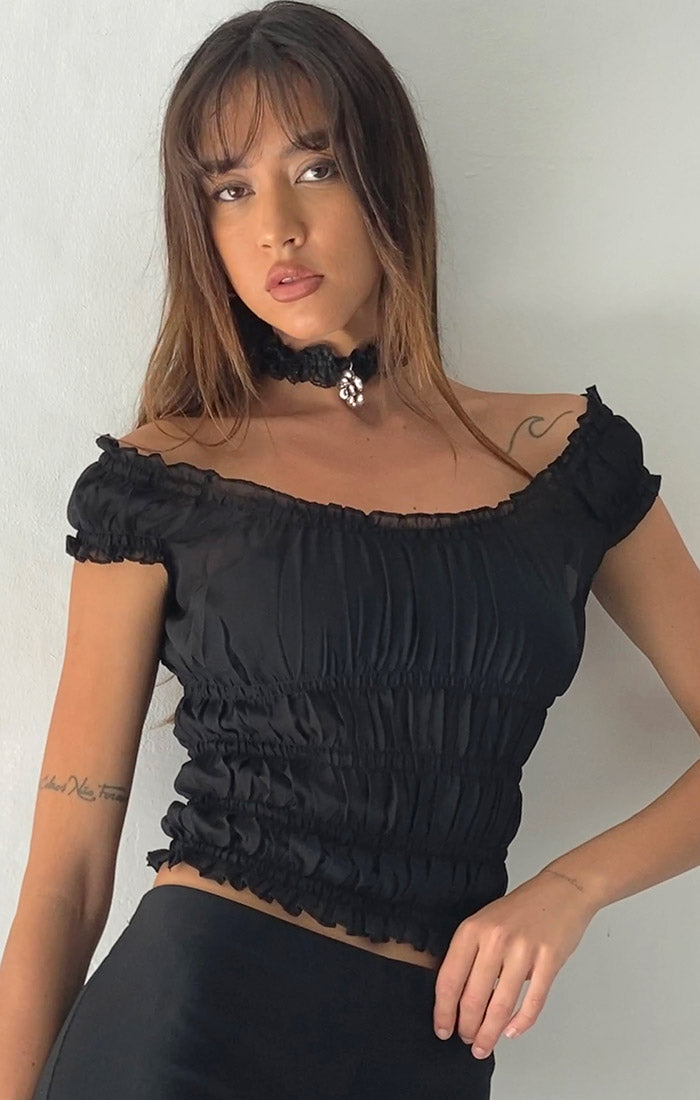 Xavi Shirred Off-Shoulder Top