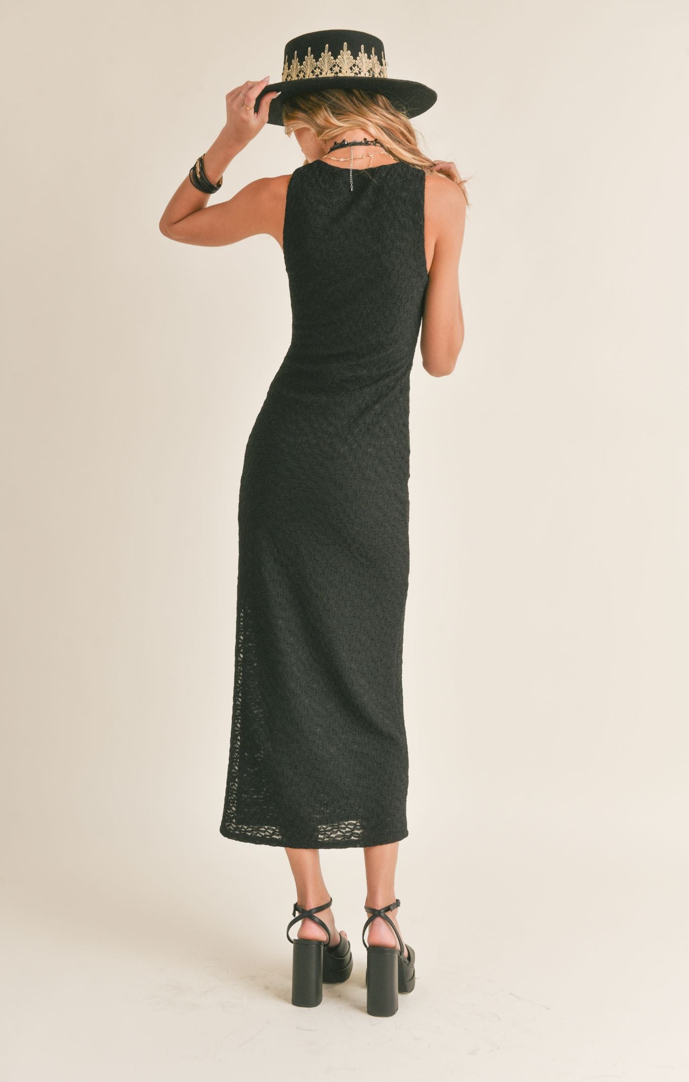 No Fuss V-Neck Textured Maxi Dress