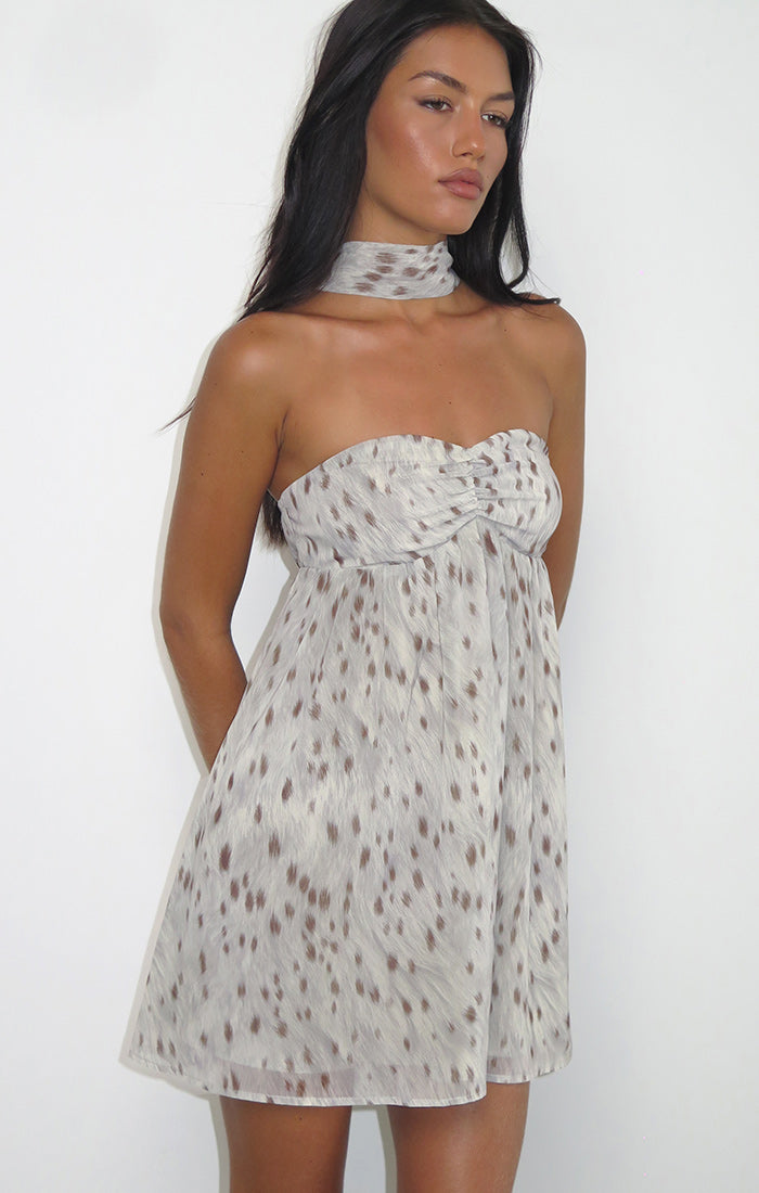 Yukio Bambi Print Mini Dress