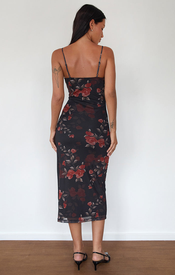 Nori Watercolour Rose Midi Dress