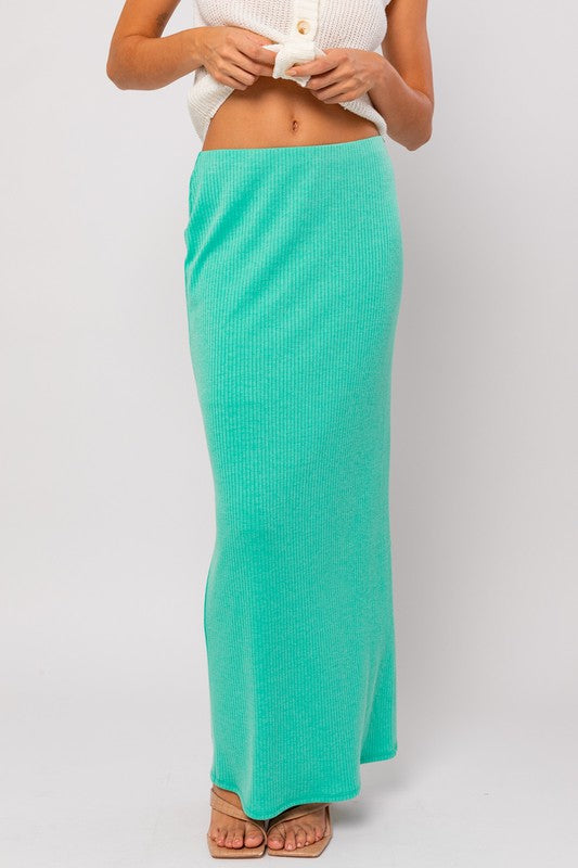 Ribbed Maxi Skirt Mint