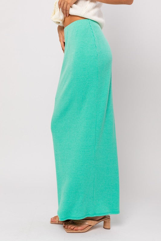 Ribbed Maxi Skirt Mint