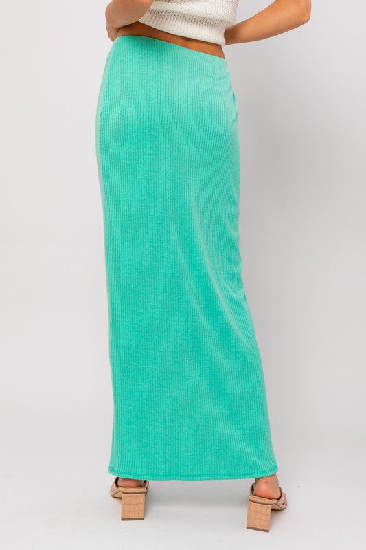 Ribbed Maxi Skirt Mint