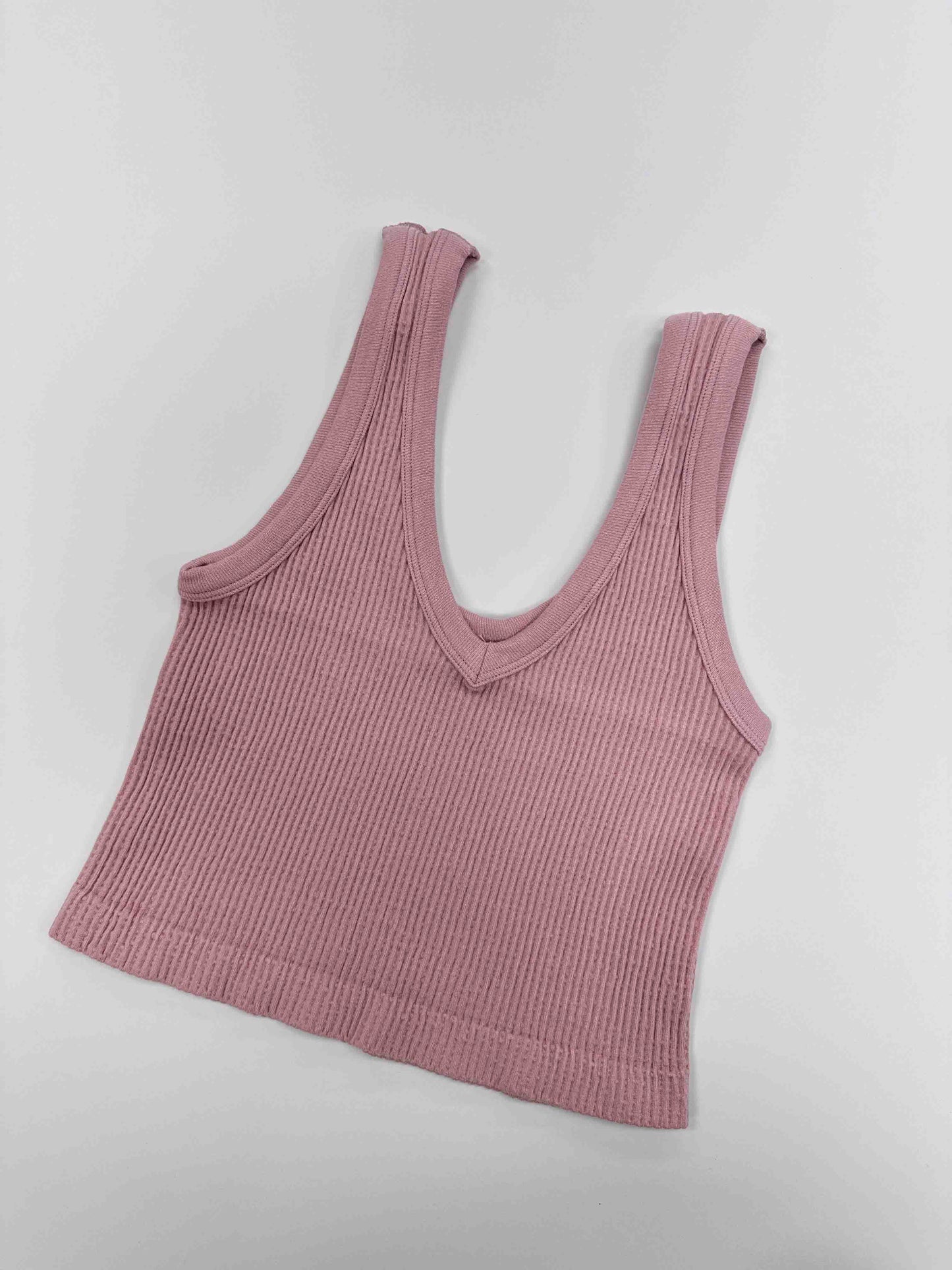 Ribbed Seamless V-Neck Cropped Top