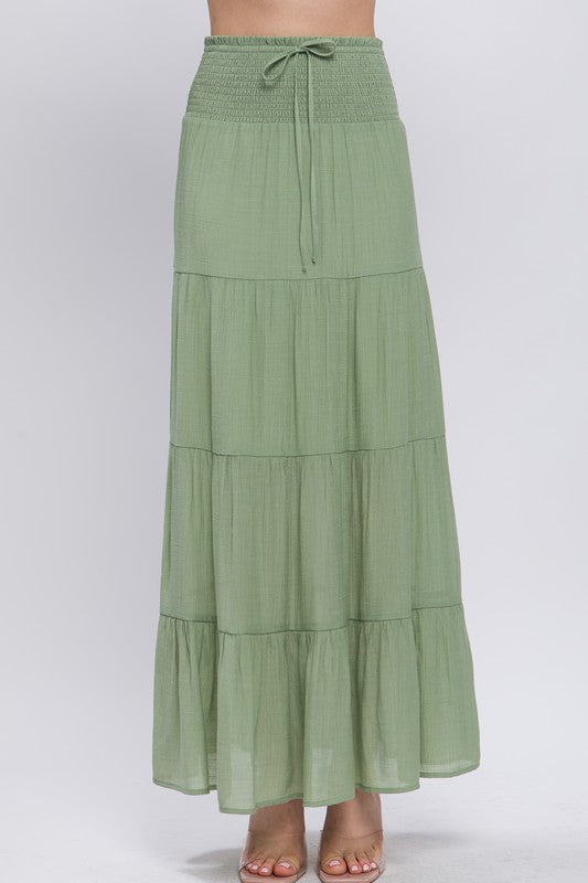 Smocked Waist Maxi Skirt
