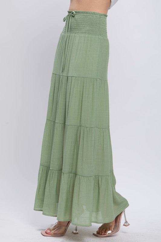 Smocked Waist Maxi Skirt