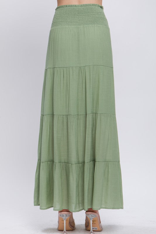 Smocked Waist Maxi Skirt