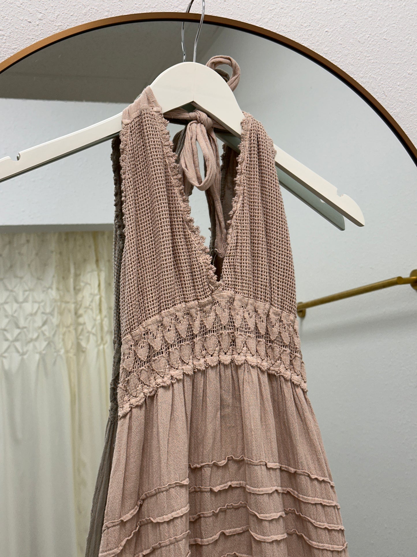 Heart Crochet Halter Midi Dress