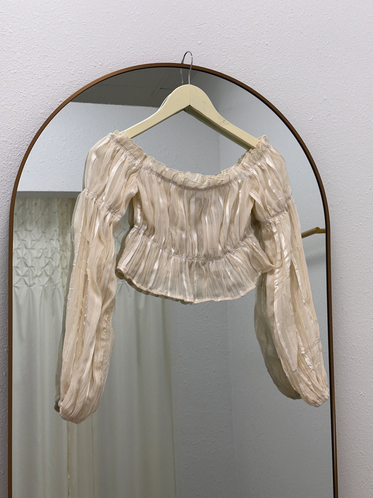 Sheer Off The Shoulder Long Sleeve Top