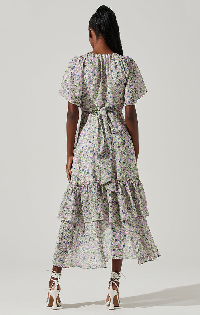 Adella Floral Ruffle Midi Dress