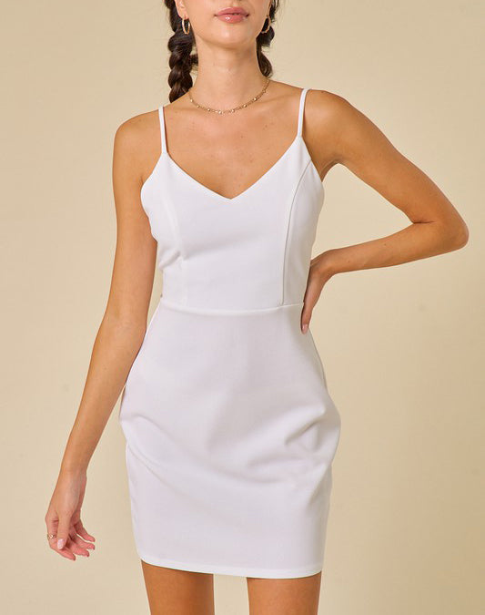 Back Bow Mini Dress White
