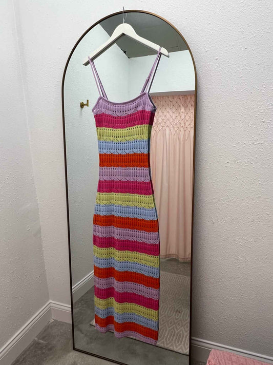 Crochet Striped Multi Color Dress