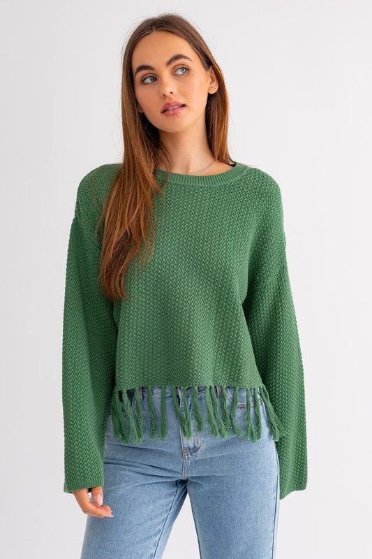 Fringe Detail Boxy Sweater