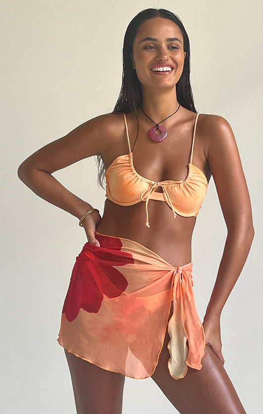 Orange Flower Sarong Coverup