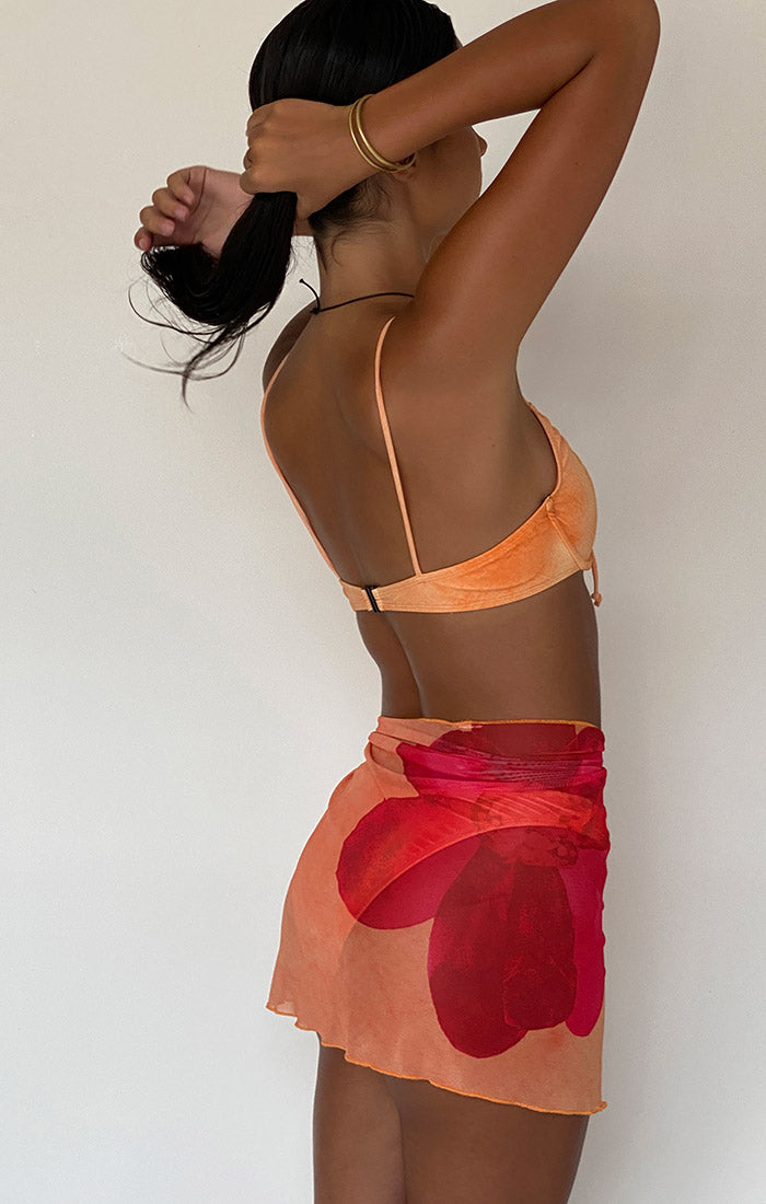 Orange Flower Sarong Coverup