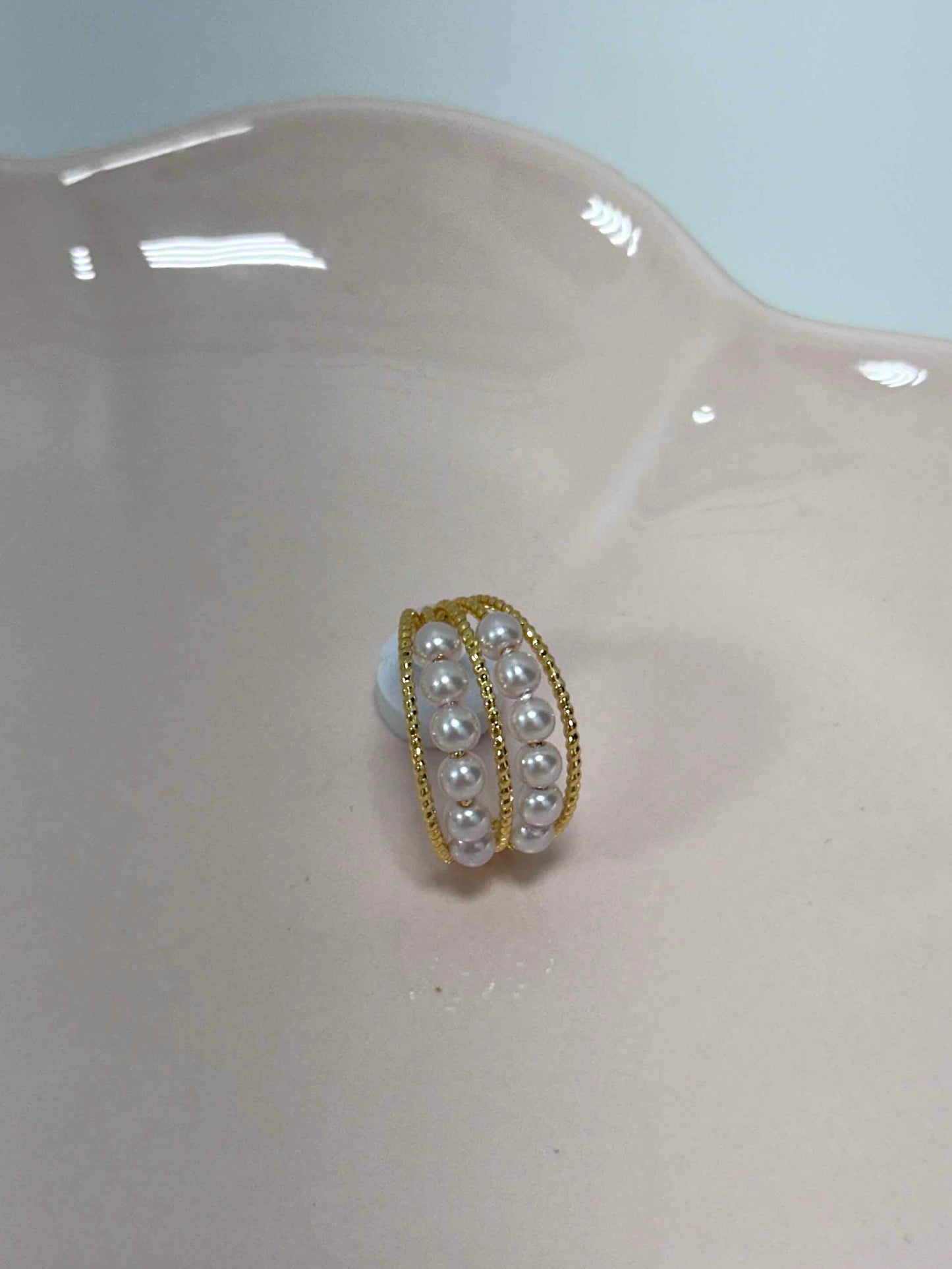Pearl Detail Dome Hoop Earrings