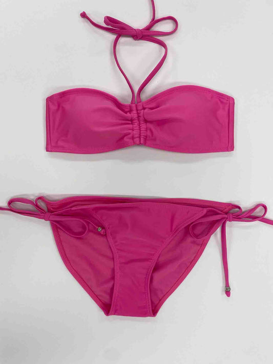 Shirred Halter Bikini Pink