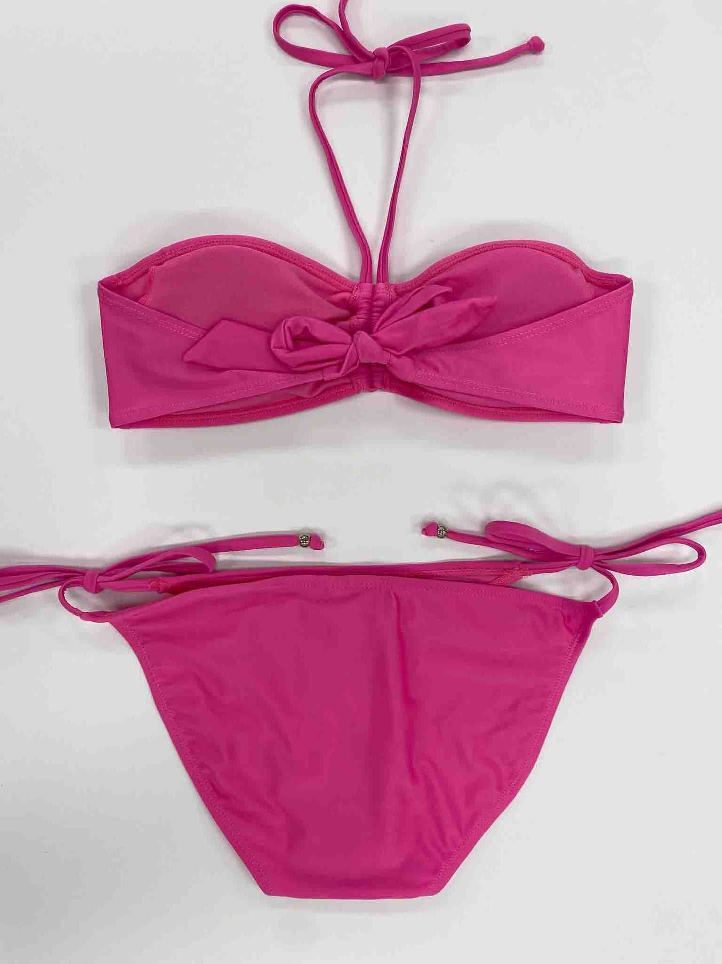 Shirred Halter Bikini Pink