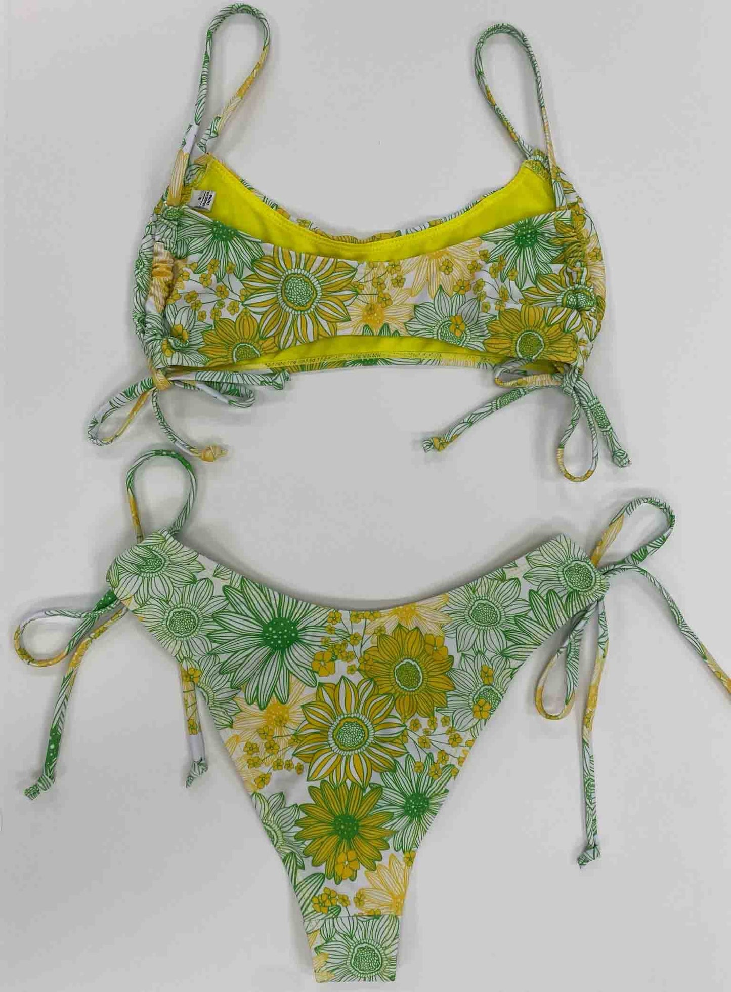 Side Tie Floral Bikini Green