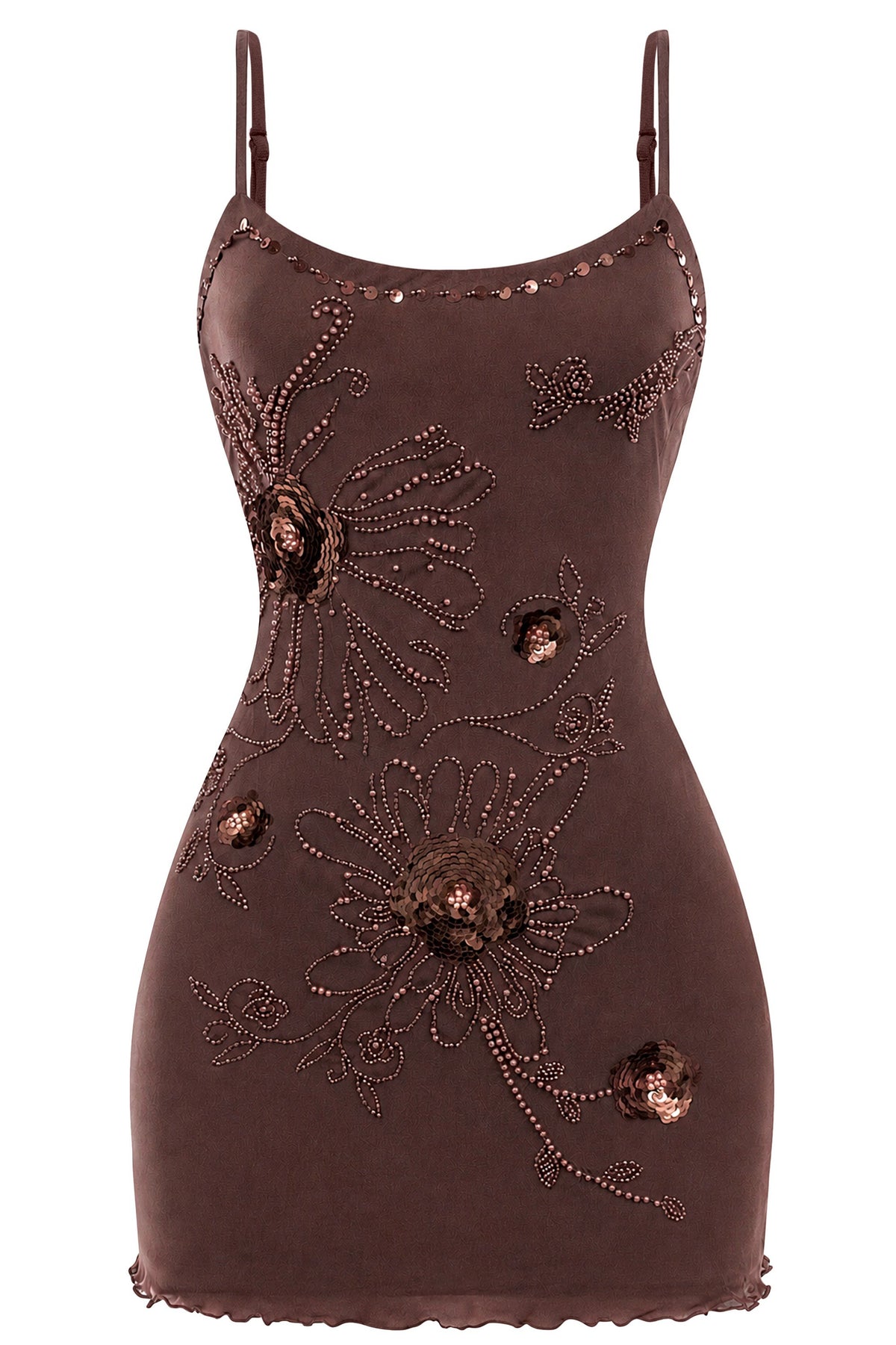 Sleeveless Beaded Mesh Mini Dress