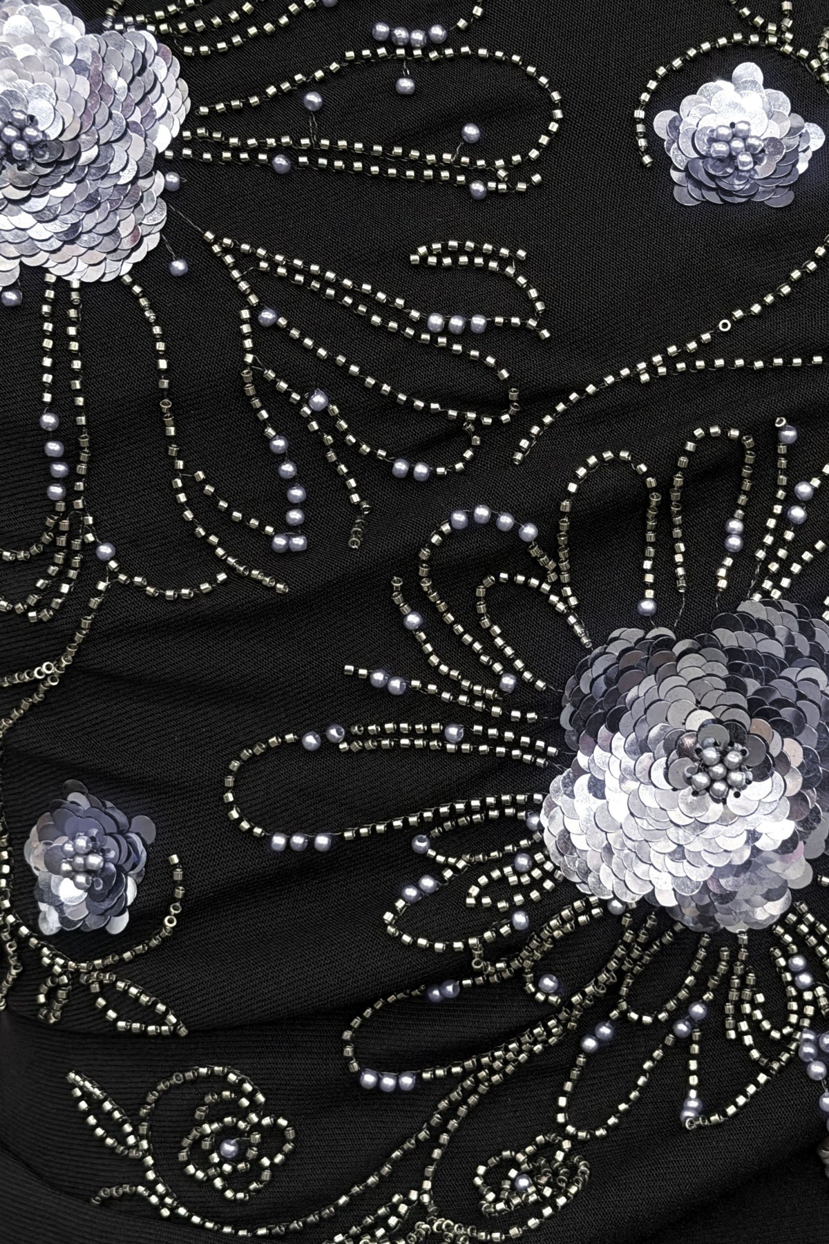 Sleeveless Beaded Mesh Mini Dress