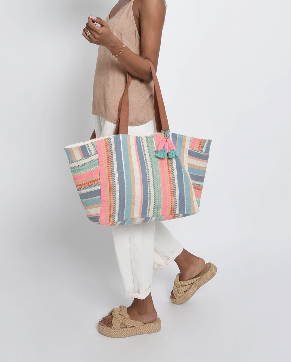 Multicolored Striped Tote Bag