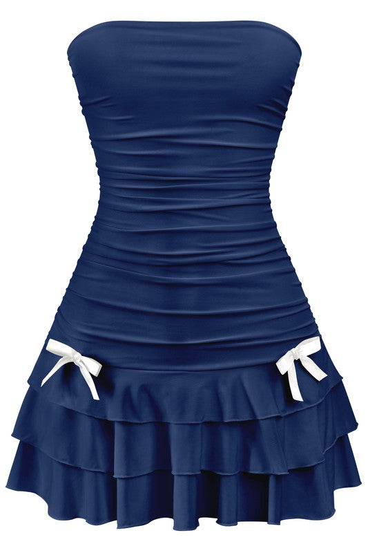 Bow Detail Tube Mini Dress