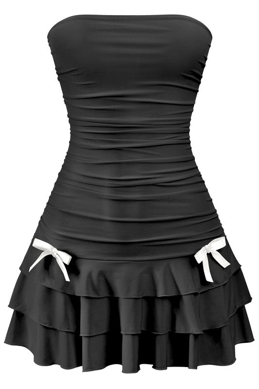 Bow Detail Tube Mini Dress